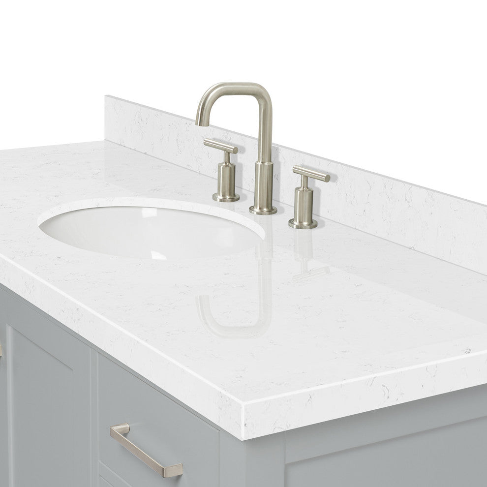 Ariel Cambridge 54" Single Oval Sink Vanity, Carrara Quartz