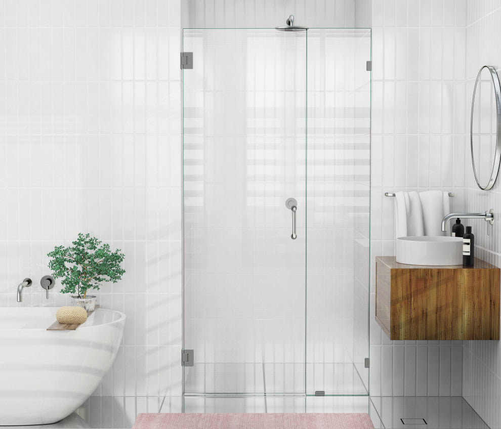 78"x44.75" Frameless Shower Door Wall Hinge, Brushed Nickel