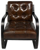Iverson Chestnut Arm Chair, Tufted Leather and Dark Bronze Metal Frame