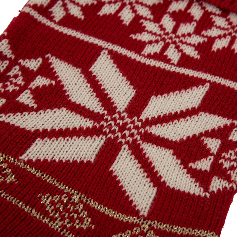24" Knitted Acrylic Christmas Stocking With Snowflake