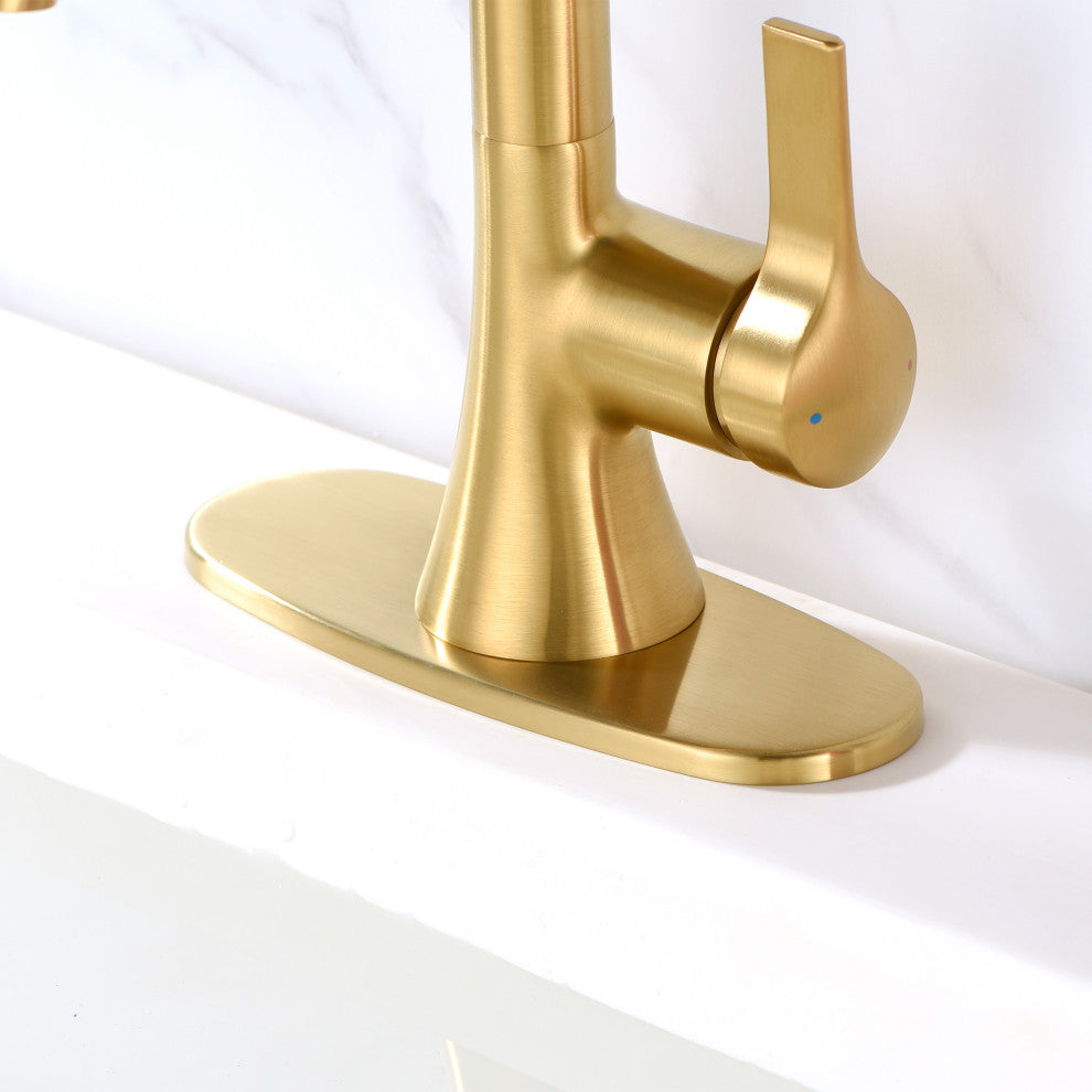 Luxier Rounded Kitchen Faucet Single-Hole Deck Plate, 6.25", Brushed Gold