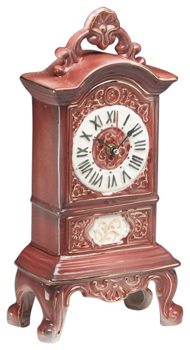 Ceramic Analog Quartz Tabletop Clock, Red