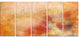 Red and Pink Flowers on Brown, Large Floral Canvas Artwork, 60"x28", 5 Panels