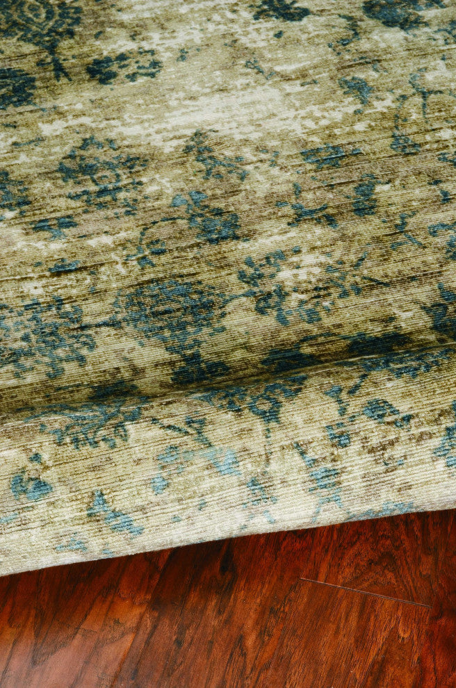 HomeRoots 5' x 7' Viscose Sand or Blue Area Rug