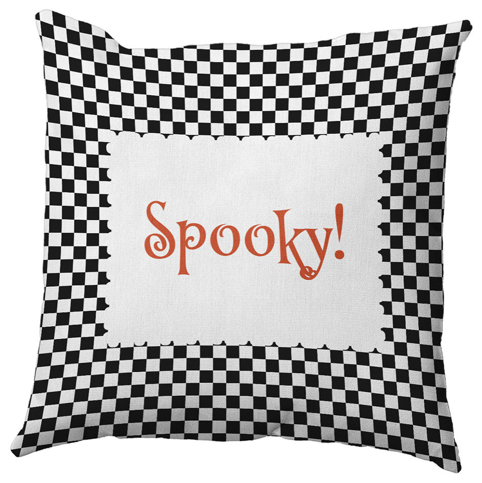 Halloween Spooky Checks Accent Pillow, Black, 18"x18"