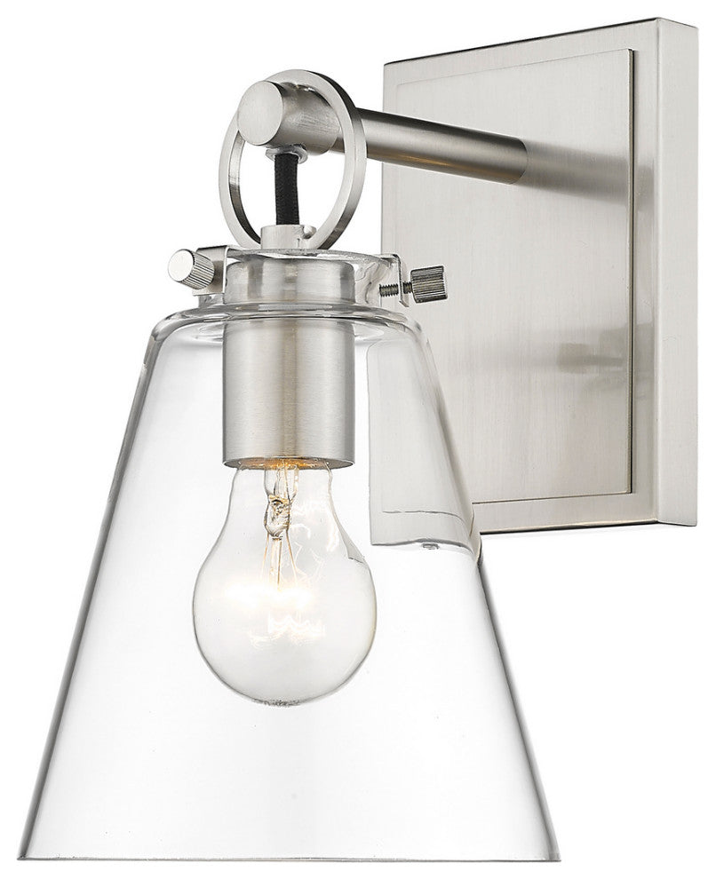 Zlite 483-1S-BN 1-Light Wall Sconce, Clear