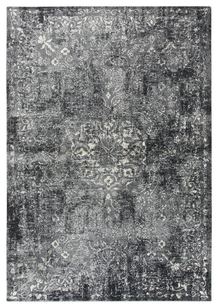 Panache PN6971 Gray Central Medallion Floral Area Rug, Runner 2'3"x7'7"
