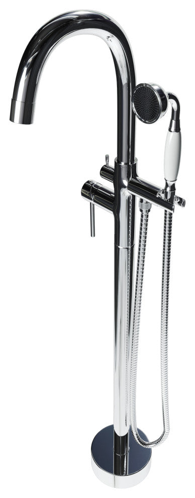 CastelloUSA Neptune Freestanding Tub Filler Faucet, Chrome, Drift Handle