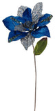 Vickerman O146202 31" Blue Glitter Magnolia Artificial Christmas Pick