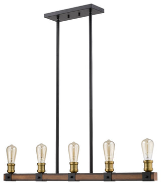 Z-Lite 472-5L Kirkland 5 Light 36"W Faux Wood Linear Chandelier - Ashen