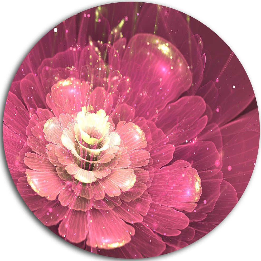 Abstract Fractal Purple Flower, Floral Digital Art Round Wall Art, 11"