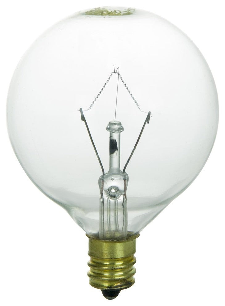 Sunlite 60 Watt G16.5 Globe, Candelabra Base, Clear
