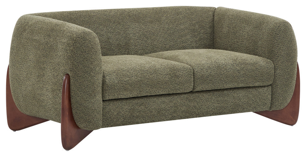 CKH 63" Upholstered Boucle Fabric Sherpa Loveseat, Olive Green
