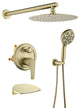 Wellfor Shower Faucet Set, 10" Ceiling Shower Head, Handheld Shower, Tub Spout, Brushed Gold