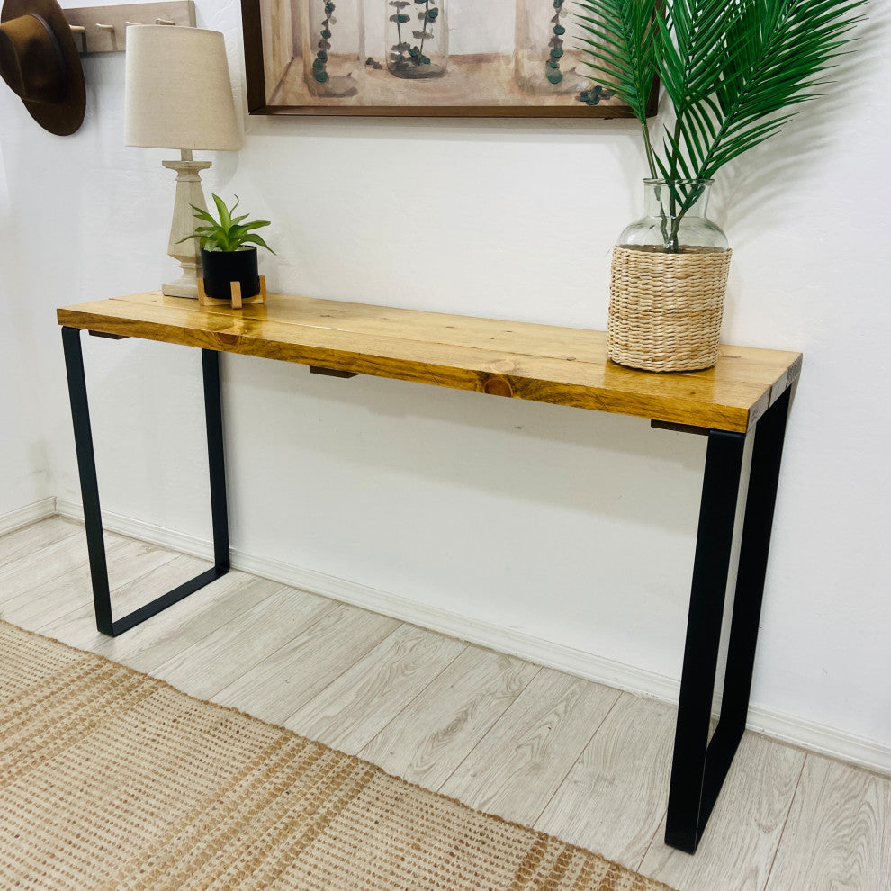 Barn Walls Bedroom Console Table Accent Table, Handcrafted, Golden Brown, 58" Length