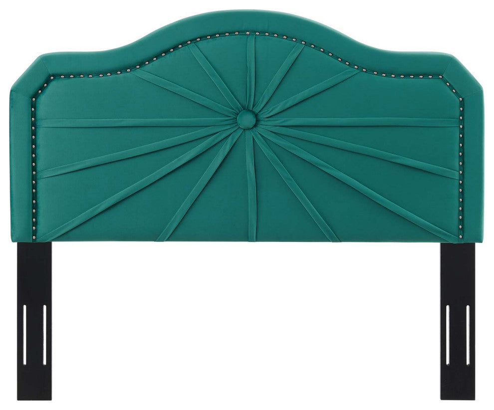Headboard, Full Queen Size, Velvet, Teal Blue, Modern Contemporary, Bedroom