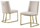 Double Minimalistic Cream Velvet Side Chairs with Gold Chrome Legs