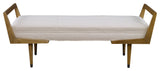 Modern Midcentury Ivory Cushion Long Bench Exposed Light Wood Frame