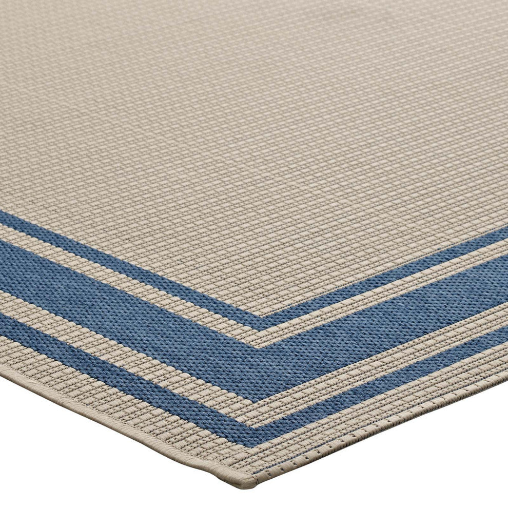Area Rug Runner Floor Carpet, Indoor Outdoor, Rectangular, 9x12, Blue Beige