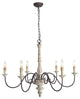 LNC 6-Light Distressed Wood French Country and Farmhouse Candle Chandelier