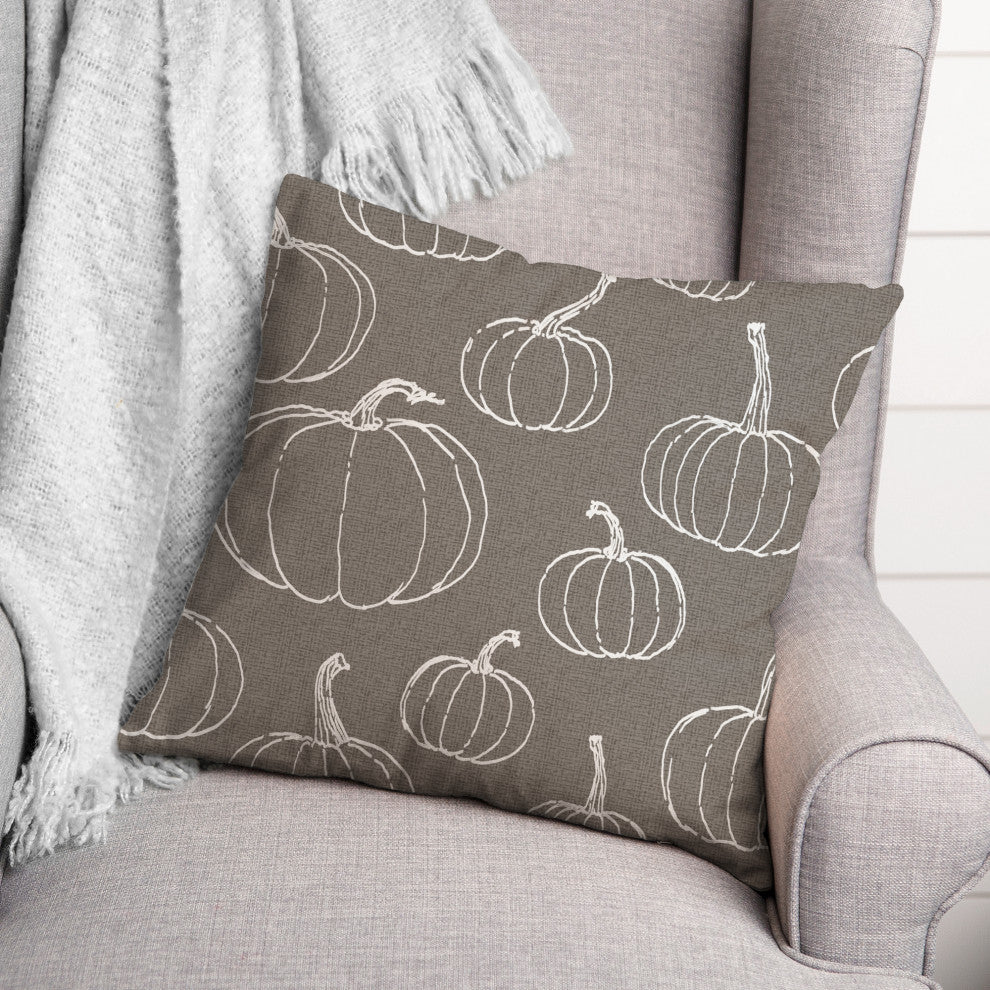 Gray Pumpkin Pattern 18x18 Spun Poly Pillow