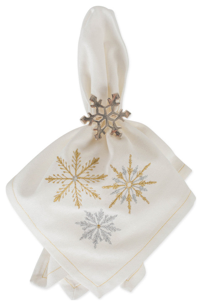 Sparkle Snowflakes Embroidered Na-Packin, Set Of 6