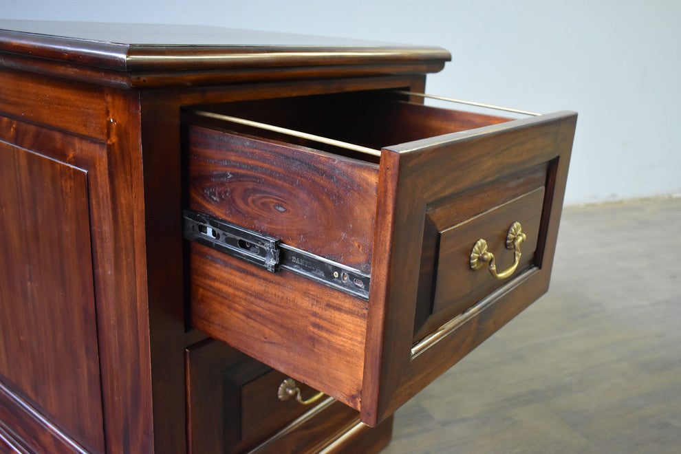 Legacy Solid Mahogany 2 Drawer File Cabinet, Brown Walnut