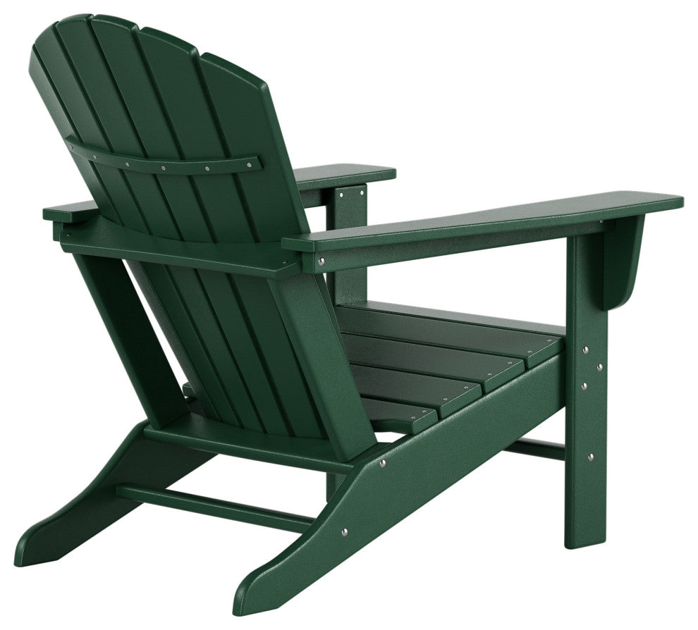WestinTrends 2PC Outdoor Adirondack Poly Lumber Patio Chair, Side Table Set, Dark Green