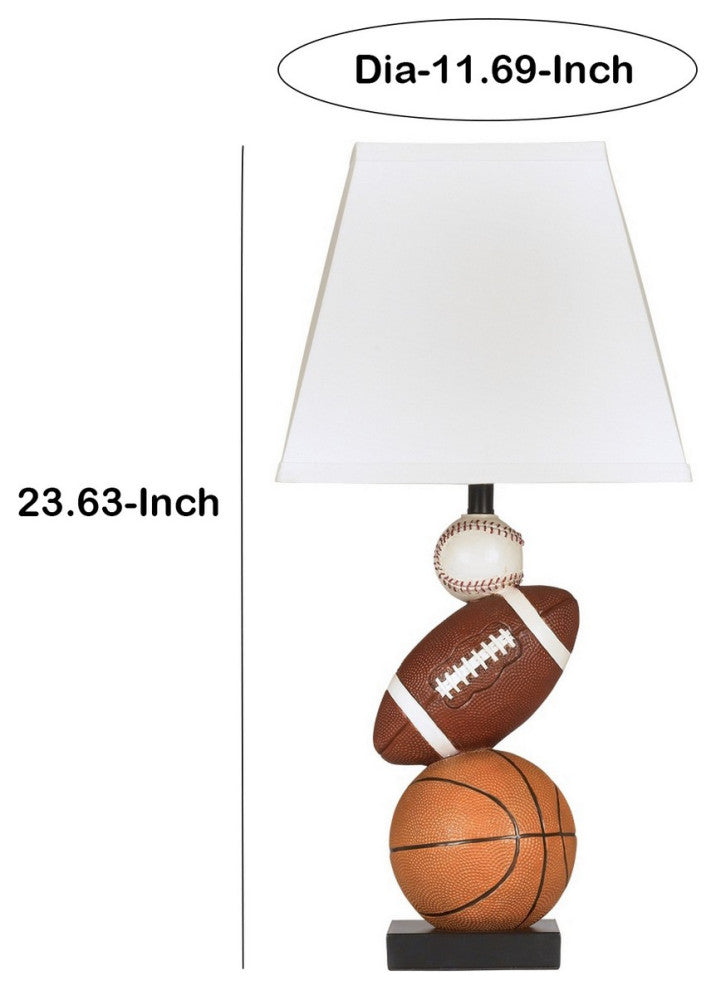 Benzara BM230973 Sports Themed Polyresin Frame Table Lamp, Multicolor