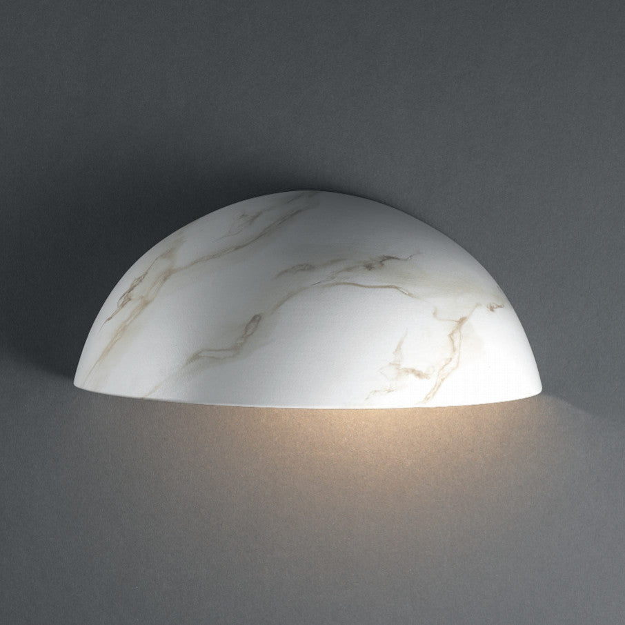 Ambiance Small Quarter Sphere, Downlight Outdoor Wall Sconce, Carrara Marble
