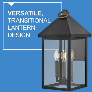 Lark Rhett 19.5" Large Outdoor Wall Mount Lantern, Black + Burnished Bronze