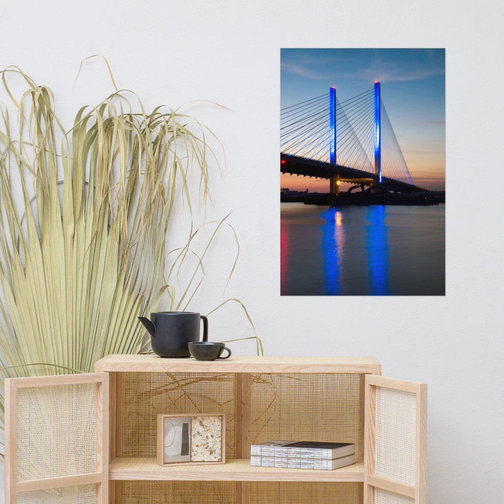 Indian River Inlet Bridge 2 Night Photography Unframed Wall Art Print, 24" X 36"