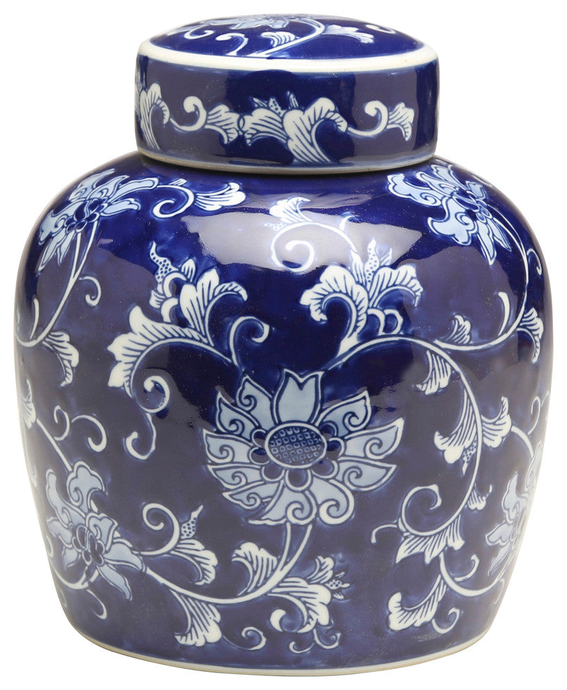9" Blue & White Ginger Jar