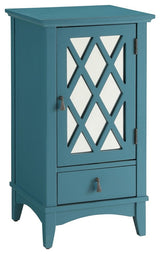 ACME Ceara Wooden Accent Table with Storage Drawer and Glass Door in Teal