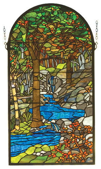 Meyda lighting 98255 16"W X 30"H Tiffany Waterbrooks Stained Glass Window