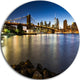 Distant View Of Brooklyn Bridge, Cityscape Round Wall Art, 11"