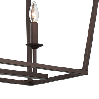 6 Light Kitchen Island Linear Pendant Chandelier, Oil Rubbed Bronze
