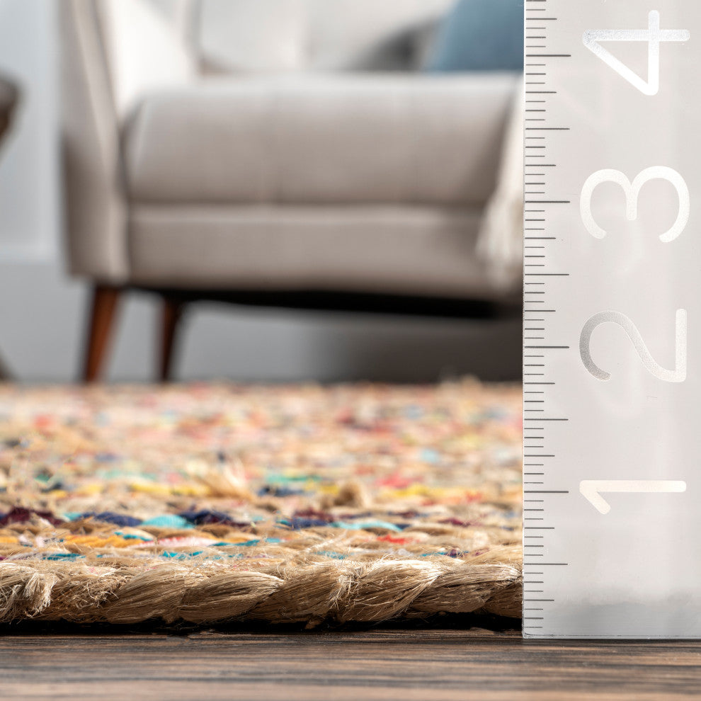 Nuloom Braided Tropical Spectrum Jute Area Rug, Multicolor 5'x8'