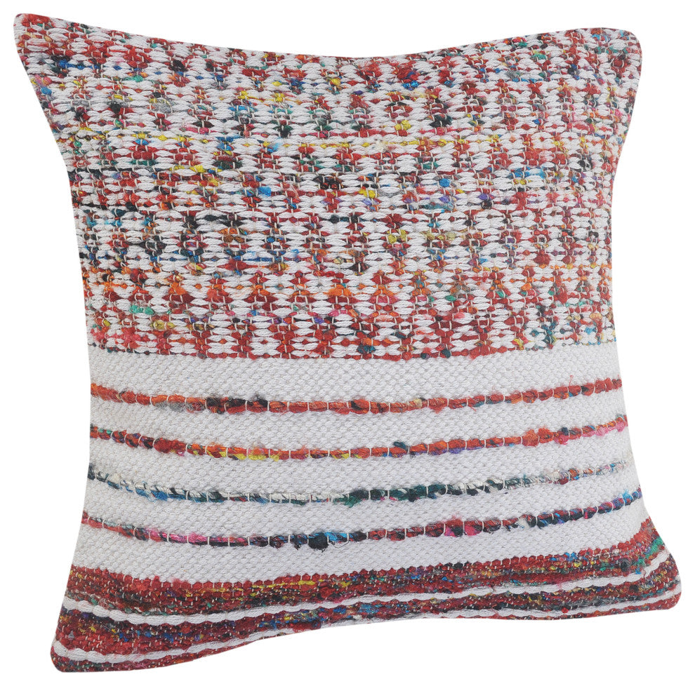 Colorful Chindi Geometric Patterned Throw Pillow
