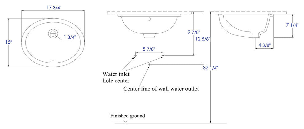 EAGO BC224 White Ceramic 18"x15" Undermount Oval Bathroom Sink