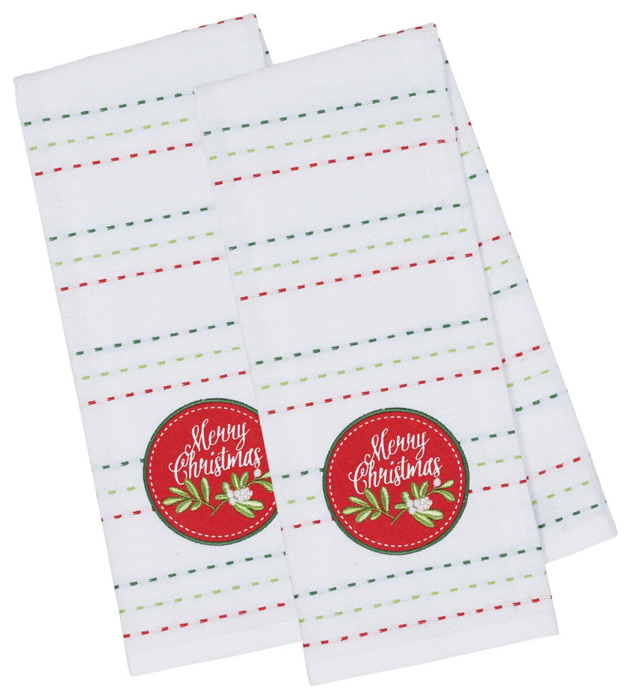 Merry Christmas Embroidered Dishtowel