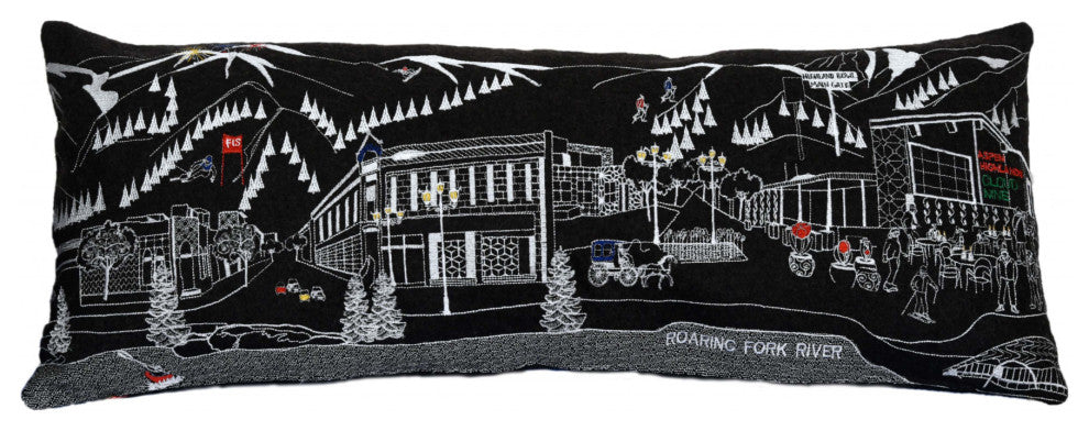 35" Black Aspen Nighttime Skyline Lumbar Decorative Pillow