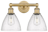 Bristol Glass 2-Light 17" Bath Vanity Light, Brushed Brass Finish, Seedy Shade