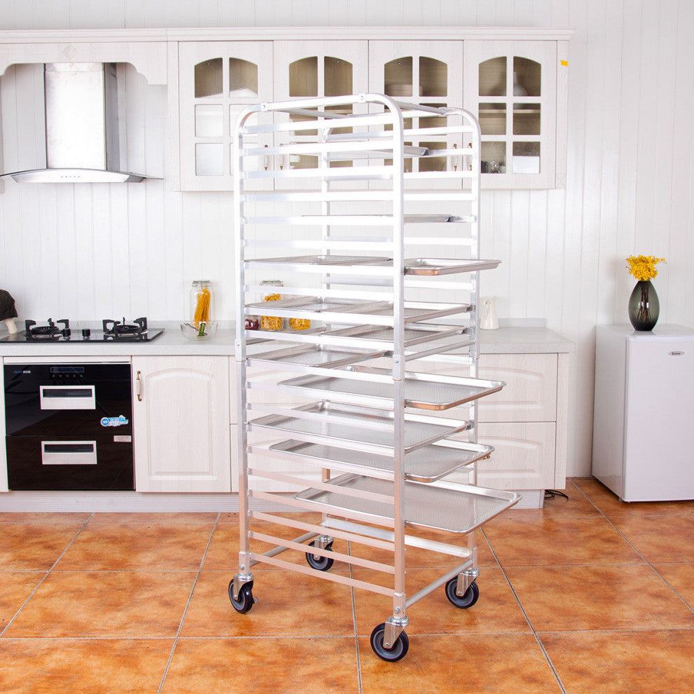 Costway 20 Sheet Aluminum Bun Pan Bakery Rack Rolling Kitchen 26''''x 20'''' x 70''''