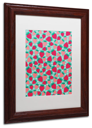 Elizabeth Caldwell 'June Strawberries' Art, Wood Frame, White Mat, 11x14