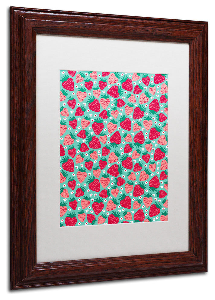 Elizabeth Caldwell 'June Strawberries' Art, Wood Frame, White Mat, 11x14