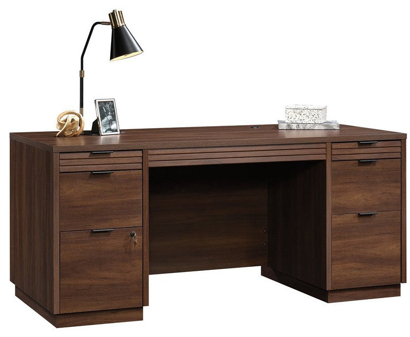 Sauder Englewood Engineered Wood Executive Desk in Spiced Mahogany
