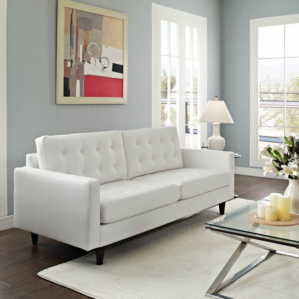 Modern Contemporary Living Room Leather Sofa White