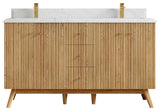 Pasadena Oak 60" Double Bathroom Vanity, White 1.5" Empira Quartz