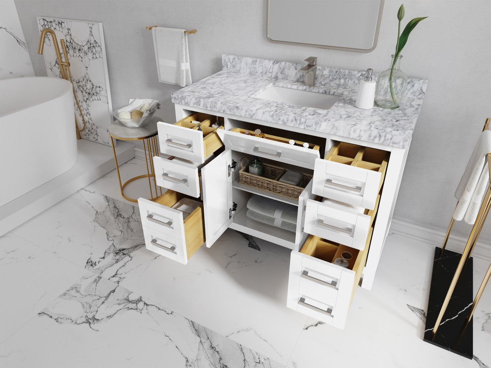 Cambridge 48 Single Sink Bath Vanity in White 1.5" White Quartz